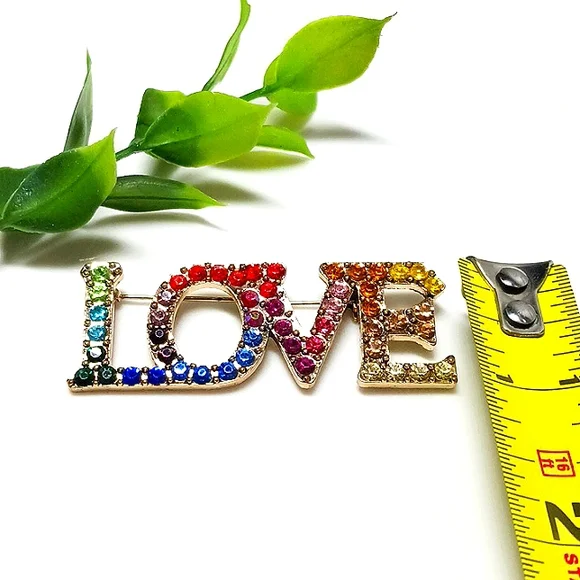Metal Gallery "LOVE" Brooch Multicolored Jewels - Picture 4 of 4